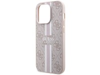 Capa Guess 4G com estampa de listras e MagSafe para iPhone 15 Pro - rosa