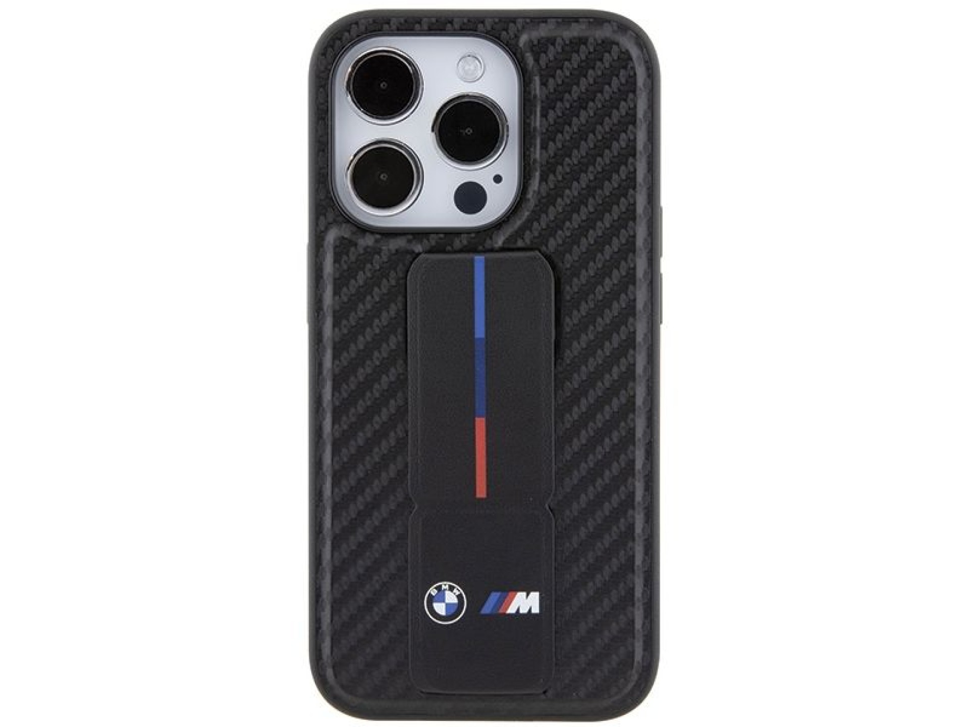 BMW Grip Stand Smooth & Carbon case for iPhone 15 Pro - black