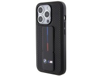Capa BMW Grip Stand Smooth & Perforated para iPhone 15 Pro - preta Capa BMW Grip Stand Smooth & Perforated para iPhone 15 Pro - preta