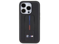 Capa BMW Grip Stand Smooth & Perforated para iPhone 15 Pro - preta Capa BMW Grip Stand Smooth & Perforated para iPhone 15 Pro - preta