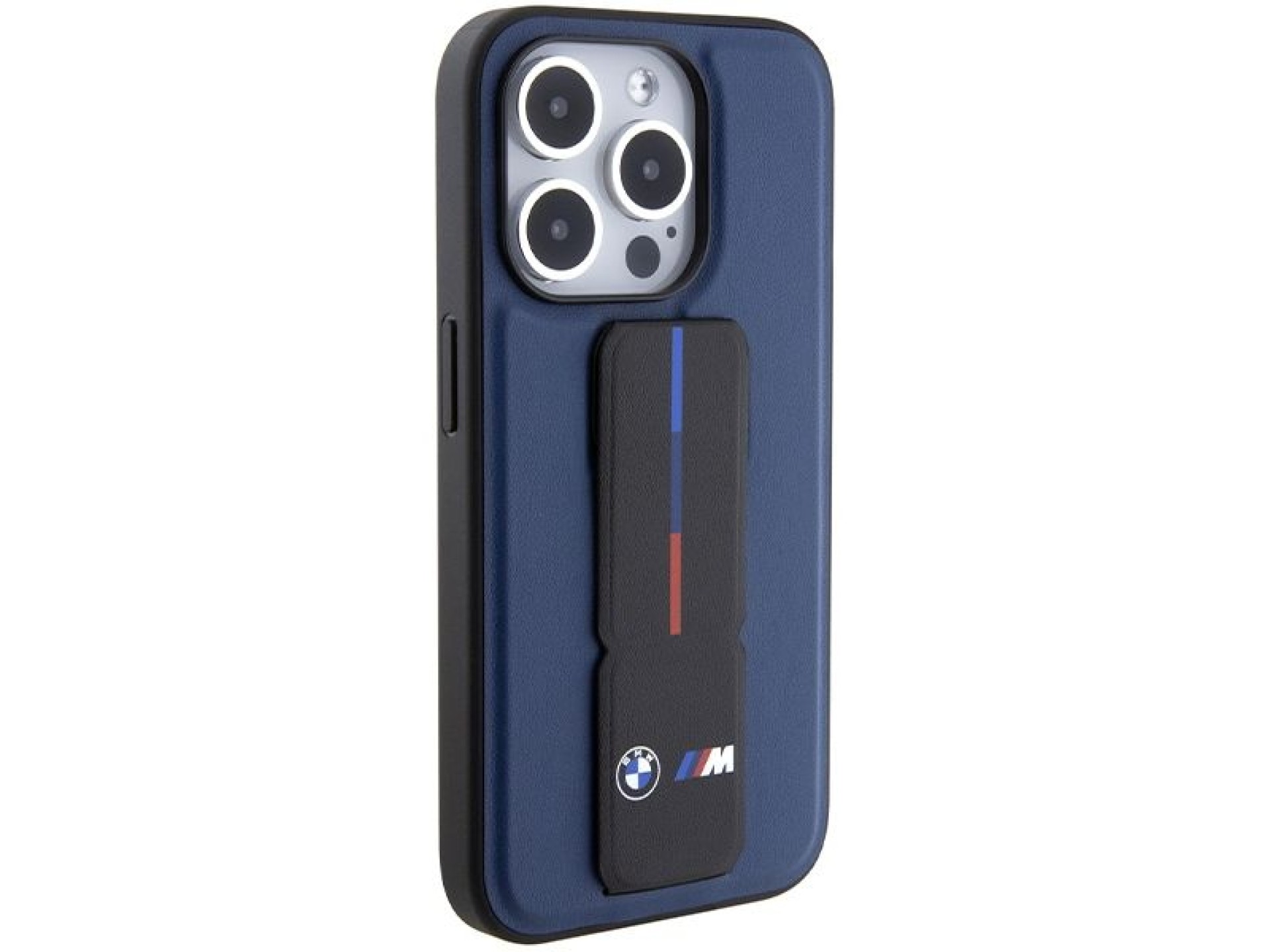 Funda BMW M Grip Stand bicolor para iPhone 15 Pro - azul marino