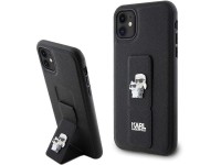 Funda Karl Lagerfeld Gripstand Saffiano Karl&Choupette Pins para iPhone 11 / Xr - negra Funda Karl Lagerfeld Gripstand Saffiano Karl&Choupette Pins para iPhone 11 / Xr - negra