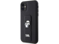 Funda Karl Lagerfeld Gripstand Saffiano Karl&Choupette Pins para iPhone 11 / Xr - negra Funda Karl Lagerfeld Gripstand Saffiano Karl&Choupette Pins para iPhone 11 / Xr - negra