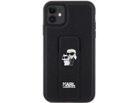 Funda Karl Lagerfeld Gripstand Saffiano Karl&Choupette Pins para iPhone 11 / Xr - negra Funda Karl Lagerfeld Gripstand Saffiano Karl&Choupette Pins para iPhone 11 / Xr - negra