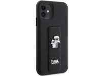 Funda Karl Lagerfeld Gripstand Saffiano Karl&Choupette Pins para iPhone 11 / Xr - negra Funda Karl Lagerfeld Gripstand Saffiano Karl&Choupette Pins para iPhone 11 / Xr - negra