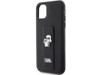 Funda Karl Lagerfeld Gripstand Saffiano Karl&Choupette Pins para iPhone 11 / Xr - negra Funda Karl Lagerfeld Gripstand Saffiano Karl&Choupette Pins para iPhone 11 / Xr - negra