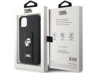 Funda Karl Lagerfeld Gripstand Saffiano Karl&Choupette Pins para iPhone 11 / Xr - negra Funda Karl Lagerfeld Gripstand Saffiano Karl&Choupette Pins para iPhone 11 / Xr - negra