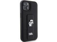 Funda Karl Lagerfeld Gripstand Saffiano Karl&Choupette Pins para iPhone 15 - negra Funda Karl Lagerfeld Gripstand Saffiano Karl&Choupette Pins para iPhone 15 - negra