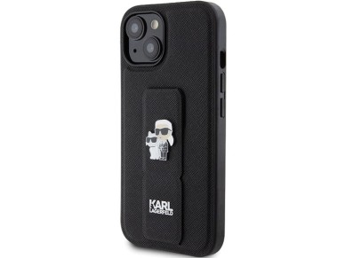 Karl Lagerfeld Gripstand Saffiano Karl&Choupette Pins case for iPhone 15 Plus / 14 Plus - black Karl Lagerfeld Gripstand Saffiano Karl&Choupette Pins case for iPhone 15 Plus / 14 Plus - black
