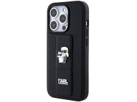 Karl Lagerfeld Gripstand Saffiano Karl&Choupette Pins case for iPhone 15 Pro - black Karl Lagerfeld Gripstand Saffiano Karl&Choupette Pins case for iPhone 15 Pro - black