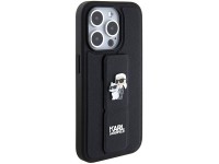 Karl Lagerfeld Gripstand Saffiano Karl&Choupette Pins case for iPhone 15 Pro - black Karl Lagerfeld Gripstand Saffiano Karl&Choupette Pins case for iPhone 15 Pro - black
