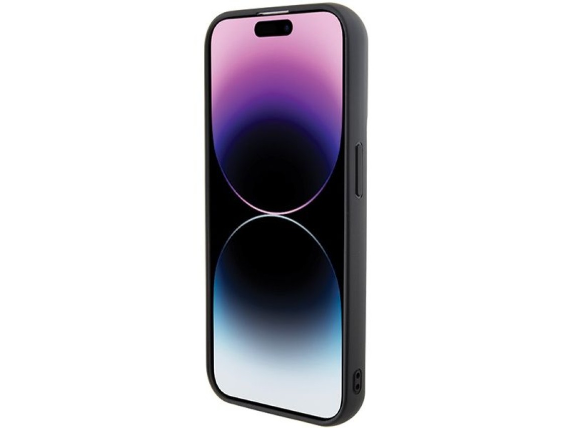 Karl Lagerfeld Gripstand Saffiano Karl&Choupette Pins case for iPhone 15 Pro - black