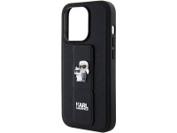 Karl Lagerfeld Gripstand Saffiano Karl&Choupette Pins case for iPhone 15 Pro - black Karl Lagerfeld Gripstand Saffiano Karl&Choupette Pins case for iPhone 15 Pro - black