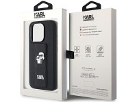 Capa Karl Lagerfeld Gripstand Saffiano Karl&Choupette Pins para iPhone 15 Pro Max - preta Capa Karl Lagerfeld Gripstand Saffiano Karl&Choupette Pins para iPhone 15 Pro Max - preta