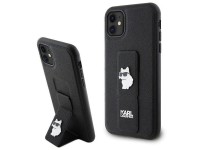 Capa Karl Lagerfeld Gripstand Saffiano Choupette Pins para iPhone 11 / Xr - Preta Capa Karl Lagerfeld Gripstand Saffiano Choupette Pins para iPhone 11 / Xr - Preta