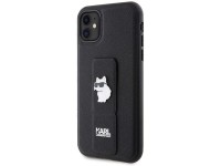 Capa Karl Lagerfeld Gripstand Saffiano Choupette Pins para iPhone 11 / Xr - Preta Capa Karl Lagerfeld Gripstand Saffiano Choupette Pins para iPhone 11 / Xr - Preta