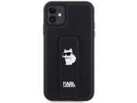 Capa Karl Lagerfeld Gripstand Saffiano Choupette Pins para iPhone 11 / Xr - Preta Capa Karl Lagerfeld Gripstand Saffiano Choupette Pins para iPhone 11 / Xr - Preta