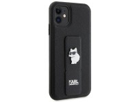 Capa Karl Lagerfeld Gripstand Saffiano Choupette Pins para iPhone 11 / Xr - Preta Capa Karl Lagerfeld Gripstand Saffiano Choupette Pins para iPhone 11 / Xr - Preta