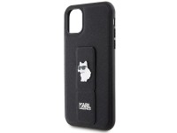Capa Karl Lagerfeld Gripstand Saffiano Choupette Pins para iPhone 11 / Xr - Preta Capa Karl Lagerfeld Gripstand Saffiano Choupette Pins para iPhone 11 / Xr - Preta