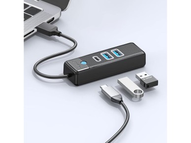 Concentrador USB Orico PWC2U-U3 de 3 puertos: 2 puertos USB-A 3.0, 1 puerto USB-C 3.0, cable de 0,15 Concentrador USB Orico PWC2U-U3 de 3 puertos: 2 puertos USB-A 3.0, 1 puerto USB-C 3.0, cable de 0,15
