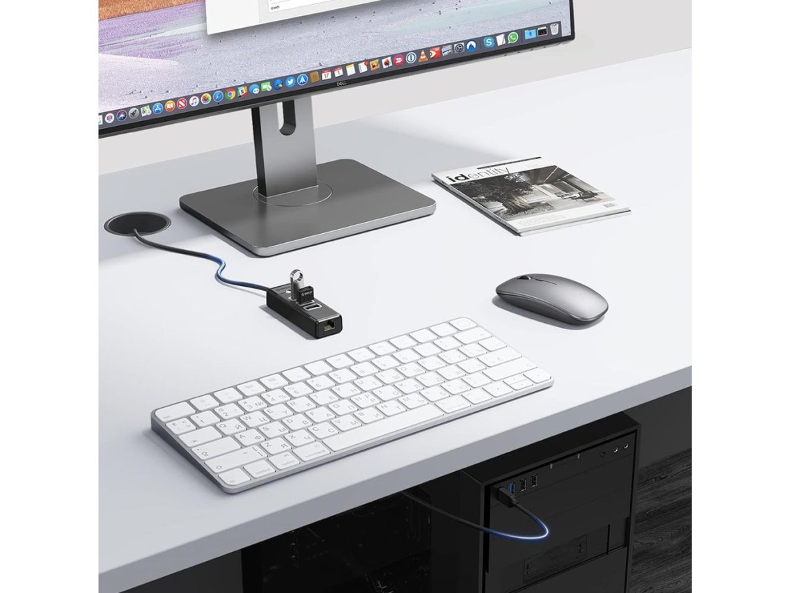 Hub USB Orico PW3UR25-U3 com 4 portas (3x USB-A 3.0, 1x Ethernet RJ45 2.5G, 0,5 m) - Preto