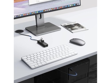 Hub USB Orico PW3UR25-U3 com 4 portas (3x USB-A 3.0, 1x Ethernet RJ45 2.5G, 0,5 m) - Preto