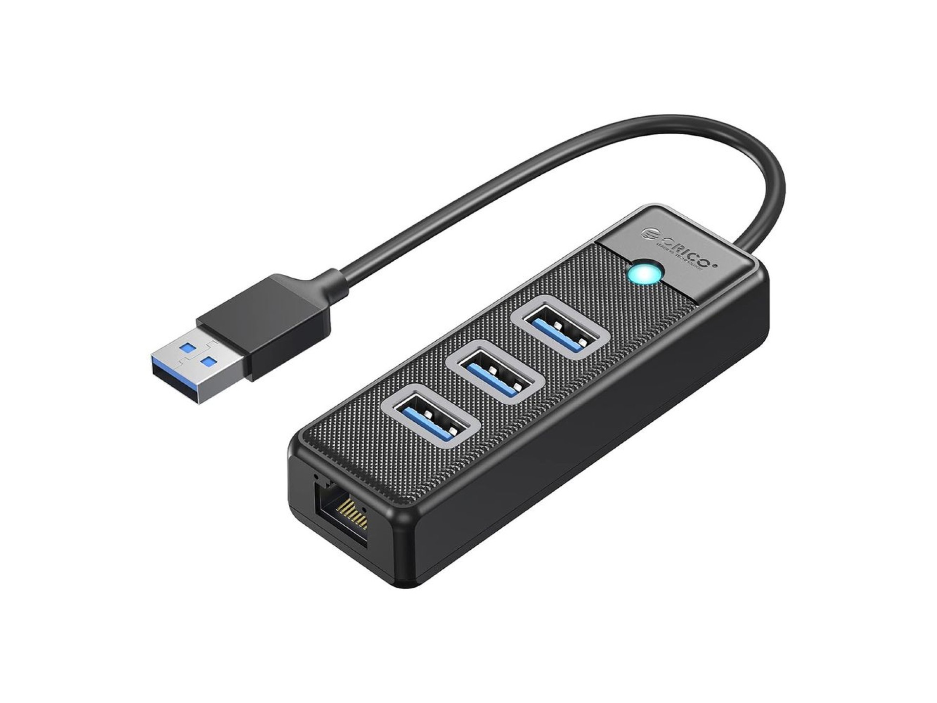 Hub USB Orico PW3UR25-U3 com 4 portas (3x USB-A 3.0, 1x Ethernet RJ45 2.5G, 0,5 m) - Preto