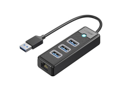 Hub USB Orico PW3UR25-U3 com 4 portas (3x USB-A 3.0, 1x Ethernet RJ45 2.5G, 1 m) - Preto