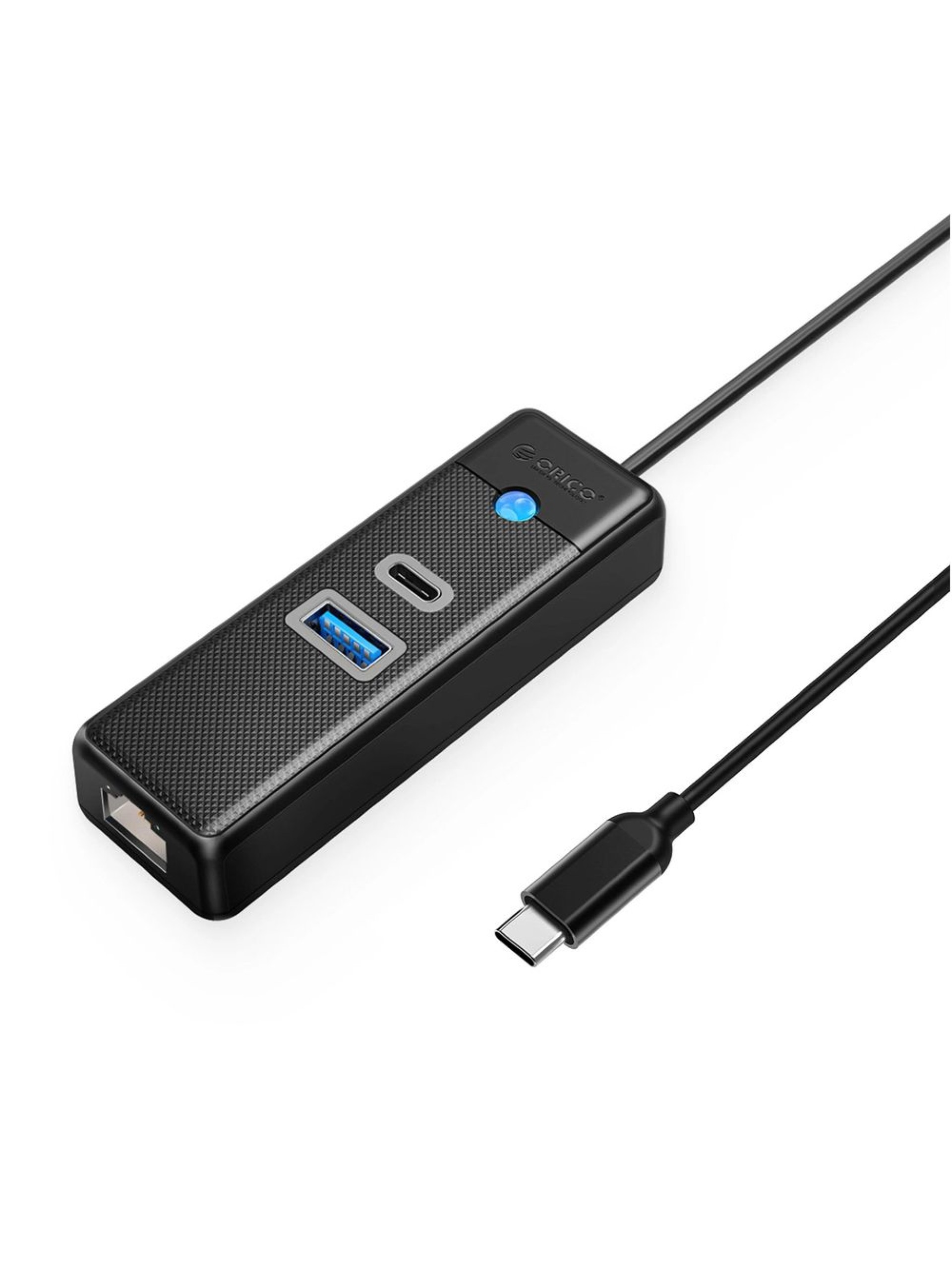 Hub USB Orico PW3UR25-C3 de 3 portas: 1x USB-A 3.0, 1x USB-C 3.0, 1x RJ45 Ethernet 2.5G (1,8 m) - Pr