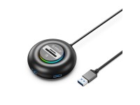 Hub USB RGB Orico YXR4 com 4 portas USB-A 3.0, leitor de cart�es SD e microSD, cabo de 1,8 m - Preto