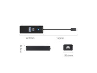 Hub USB Orico PWCUR-C3 de 3 puertos: 1 puerto USB-A 3.0, 1 puerto USB-C 3.0, 1 puerto RJ45 Gigabit E Hub USB Orico PWCUR-C3 de 3 puertos: 1 puerto USB-A 3.0, 1 puerto USB-C 3.0, 1 puerto RJ45 Gigabit E