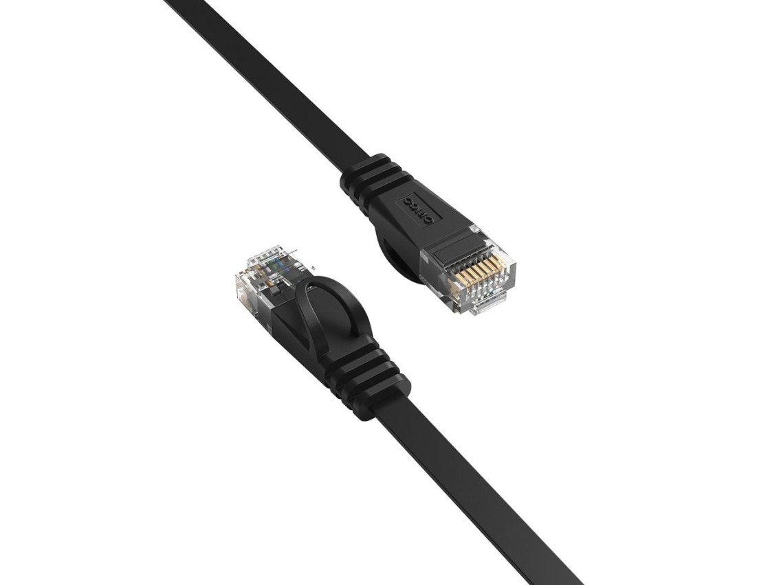 Orico PUG-C6B CAT6 1000Mbps RJ45 Ethernet Network Cable, Flat LAN, 5m - Black