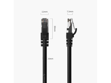 Orico PUG-C6 CAT6 1000Mbps RJ45 Ethernet Network Cable Internet LAN Round 1m - Black