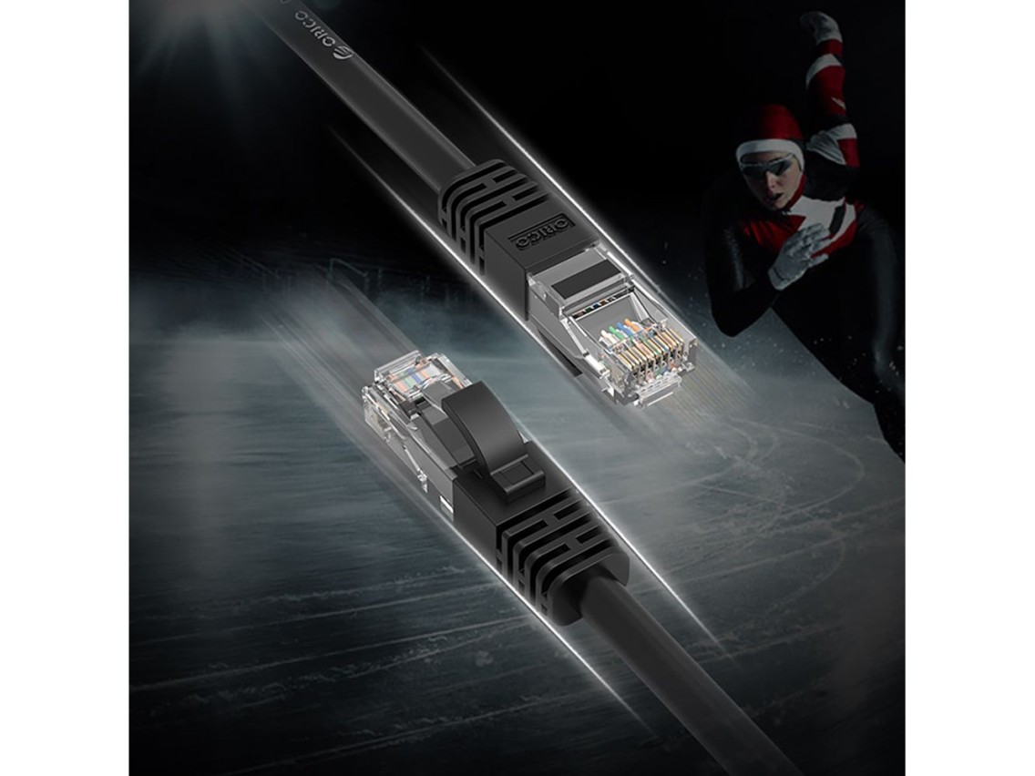 Cable de red Ethernet LAN redondo Orico PUG-C6 CAT6 de 1000 Mbps con conector RJ45, 20 m - Negro
