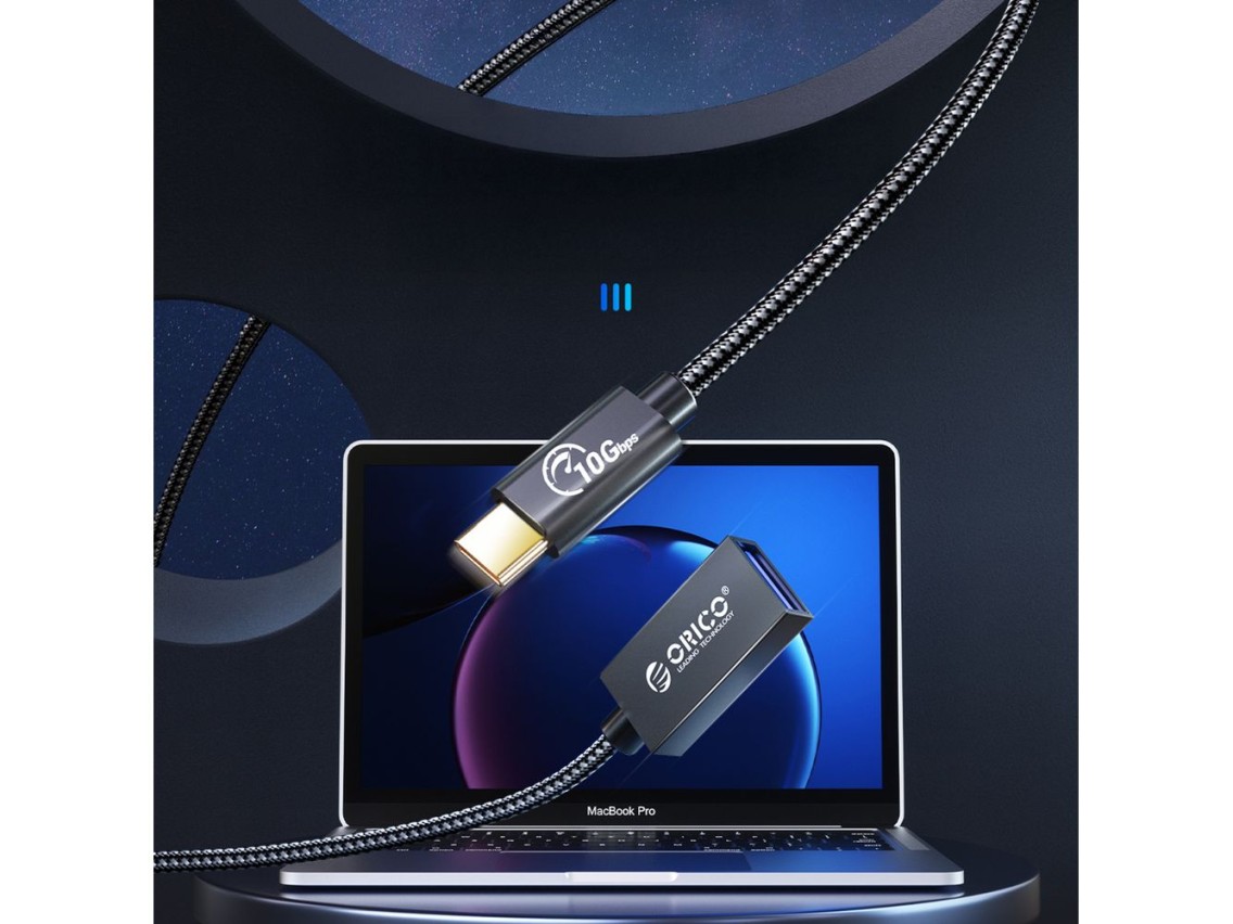 Orico CAF31 USB-C - USB-A 3.1 Gen 2 10Gbps 1m OTG adapter - black