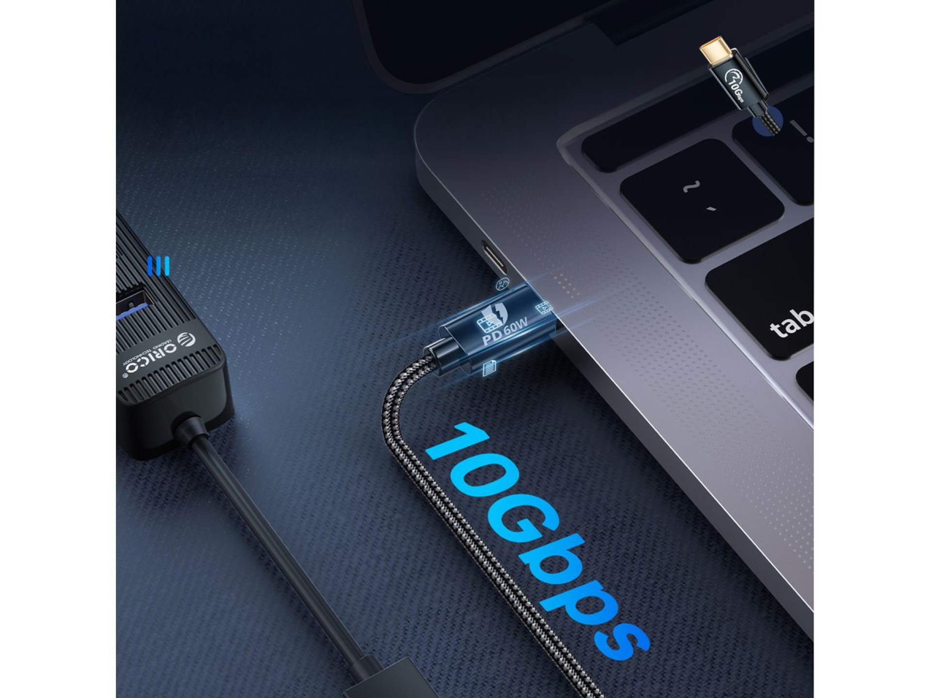 Adaptador Orico CAF31 USB-C - USB-A 3.1 Gen 2 de 10 Gbps y 1 m OTG - negro
