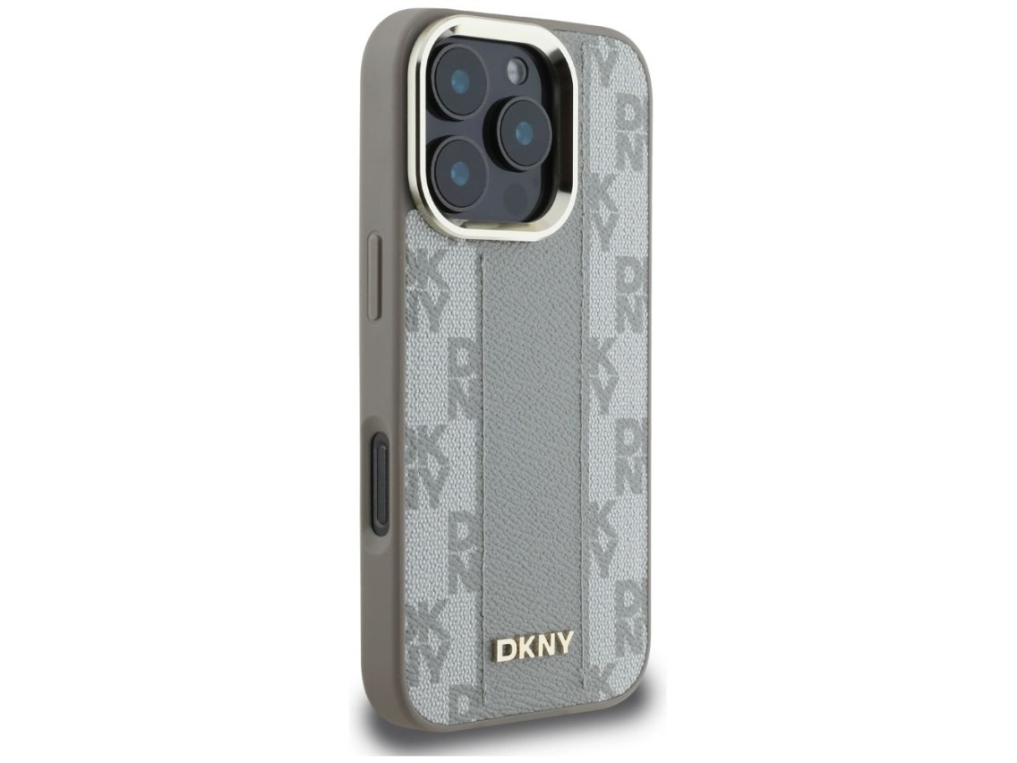 Funda DKNY MagSafe con estampado a cuadros para iPhone 16 Pro Max - Beige