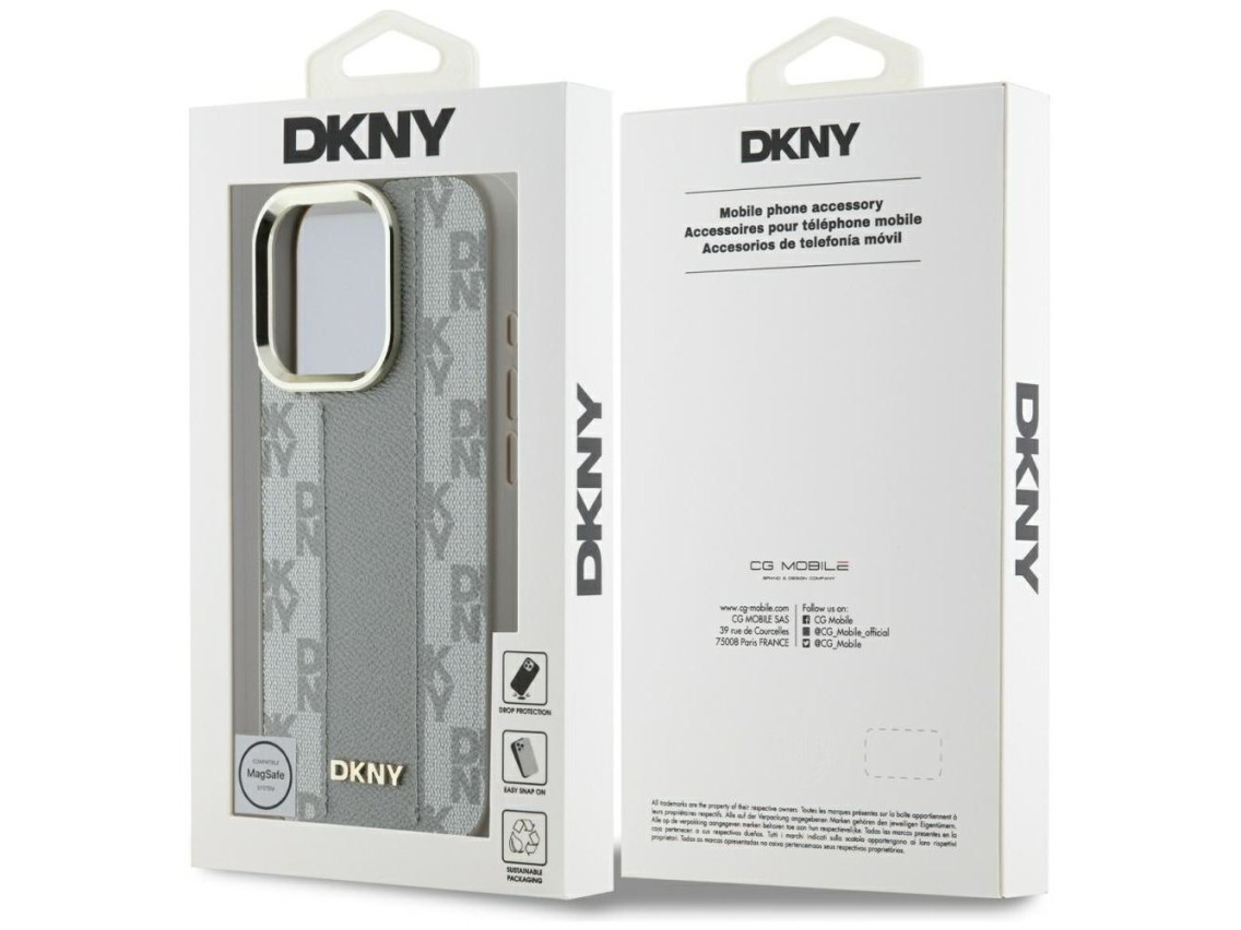 Funda DKNY MagSafe con estampado a cuadros para iPhone 16 Pro Max - Beige