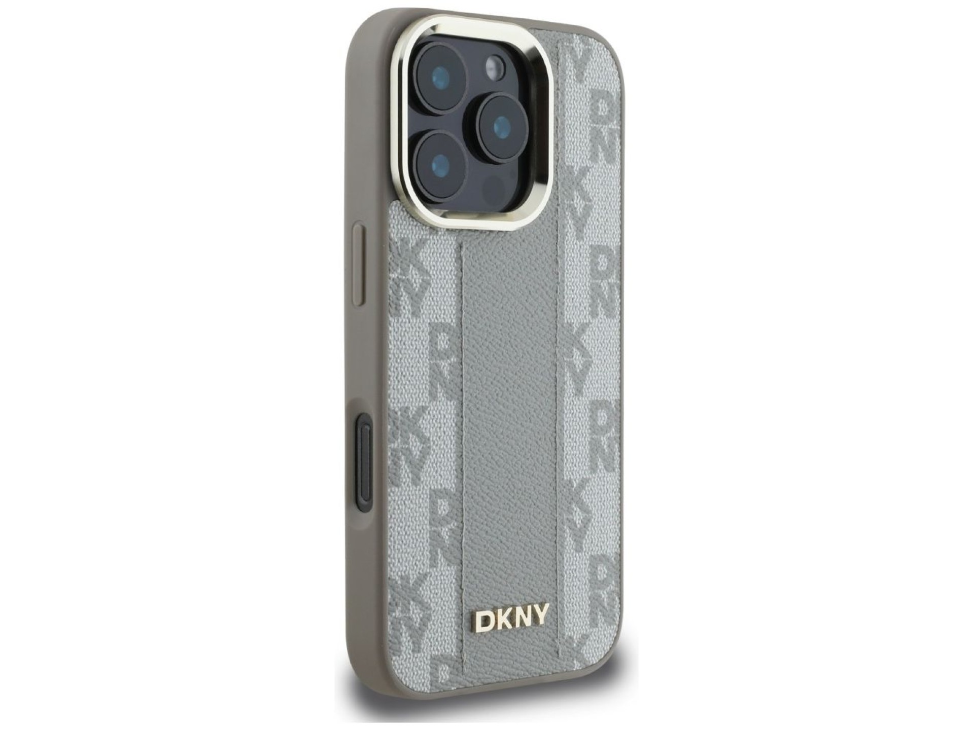 Capa DKNY com padrão xadrez e Magsafe para iPhone 16 Pro Max - Bege