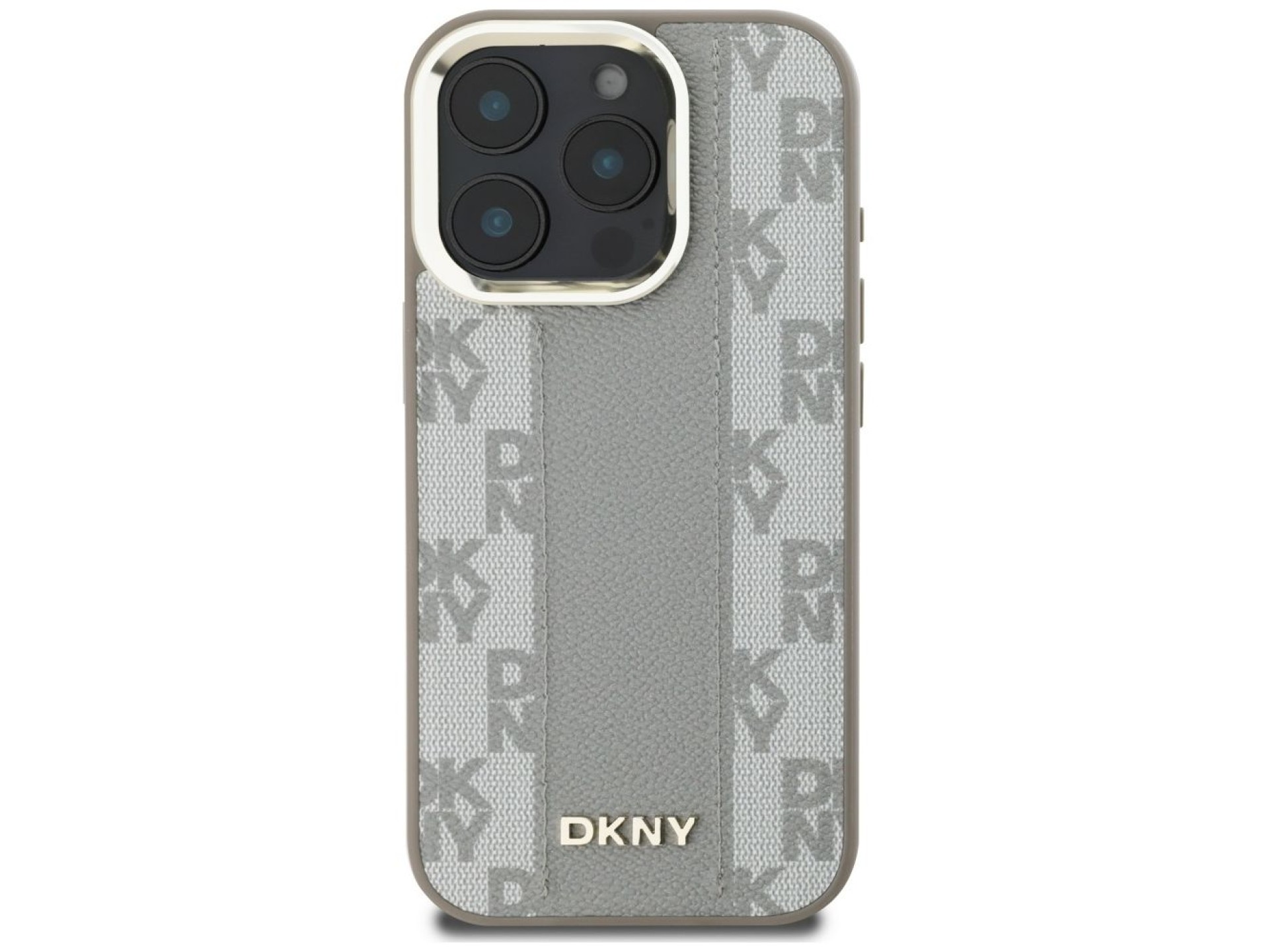 Capa DKNY com padrão xadrez e Magsafe para iPhone 16 Pro Max - Bege