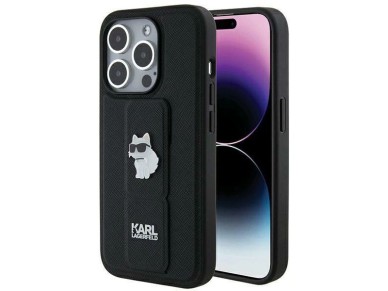Karl Lagerfeld Gripstand Saffiano Choupette Pins case for iPhone 14 Pro Max - black Karl Lagerfeld Gripstand Saffiano Choupette Pins case for iPhone 14 Pro Max - black