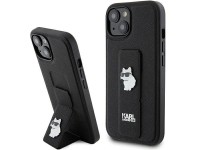 Karl Lagerfeld Gripstand Saffiano Choupette Pins Case for iPhone 15 Plus / 14 Plus - Black Karl Lagerfeld Gripstand Saffiano Choupette Pins Case for iPhone 15 Plus / 14 Plus - Black