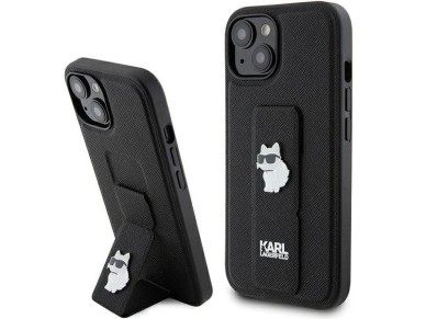 Karl Lagerfeld Gripstand Saffiano Choupette Pins Case for iPhone 15 Plus / 14 Plus - Black Karl Lagerfeld Gripstand Saffiano Choupette Pins Case for iPhone 15 Plus / 14 Plus - Black