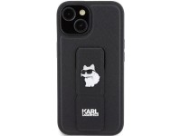 Karl Lagerfeld Gripstand Saffiano Choupette Pins Case for iPhone 15 Plus / 14 Plus - Black Karl Lagerfeld Gripstand Saffiano Choupette Pins Case for iPhone 15 Plus / 14 Plus - Black