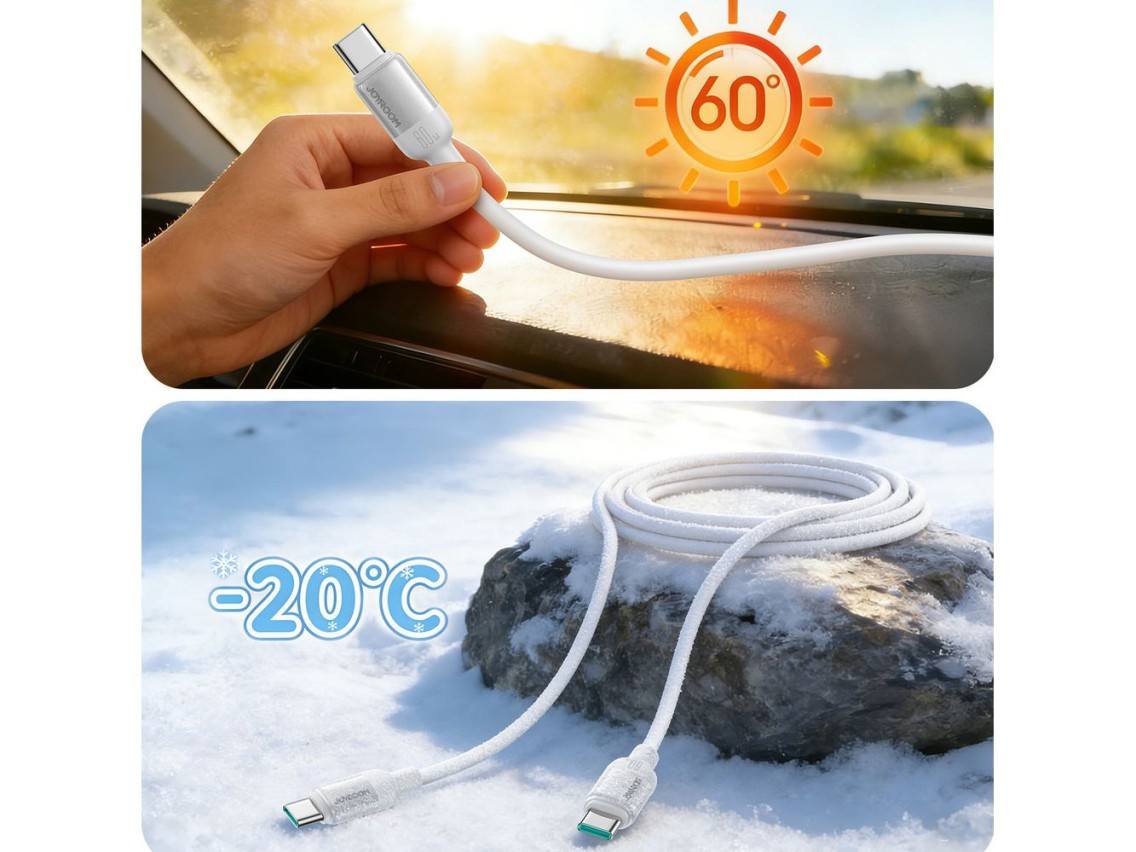 Joyroom S-A62 Lively Series 60W USB-C - Cabo USB-C de 1,2 m - Branco