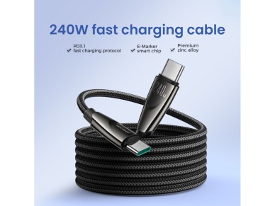 Cable USB-C / USB-C de 240 W Joyroom Pioneer Series SA31-CC5 de 1,2 m - Negro