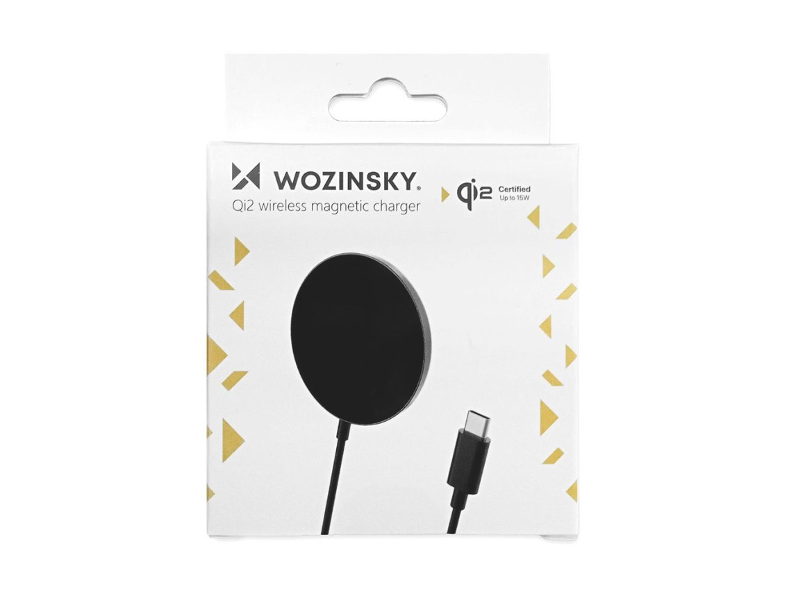 Carregador sem fio indutivo Qi2 Wozinsky de 15 W - Preto