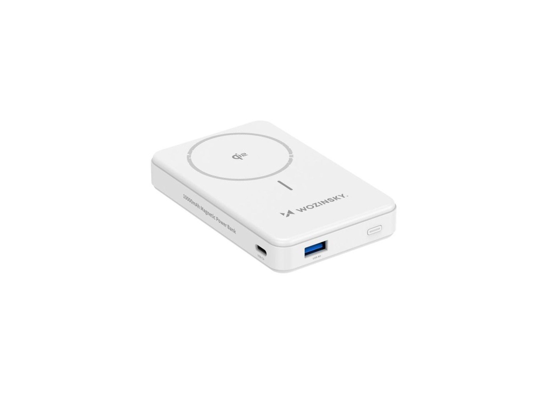 Powerbank Wozinsky WLWP-10KA0Y3WS 22.5W PD Qi2 10000 mAh, con soporte, 1x USB-A, 1x USB-C - blanco