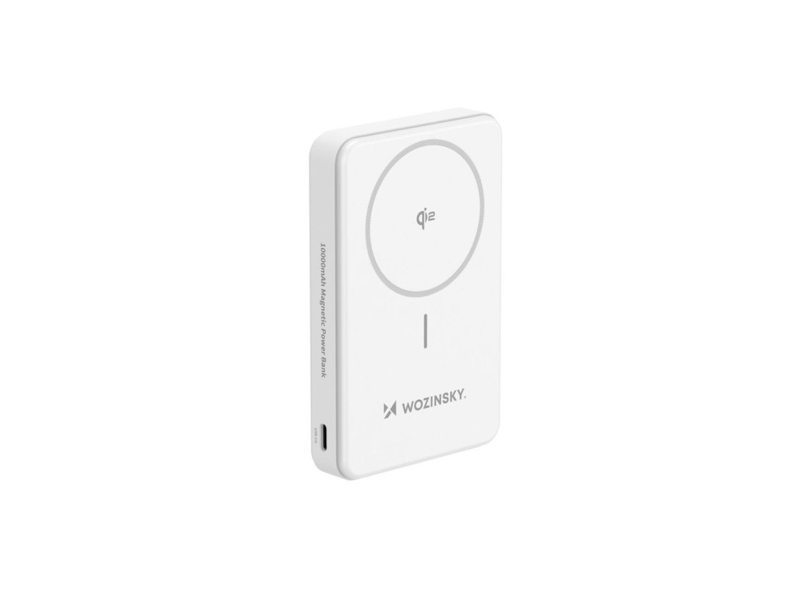 Powerbank Wozinsky WLWP-10KA0Y3WS 22.5W PD Qi2 10000 mAh, con soporte, 1x USB-A, 1x USB-C - blanco
