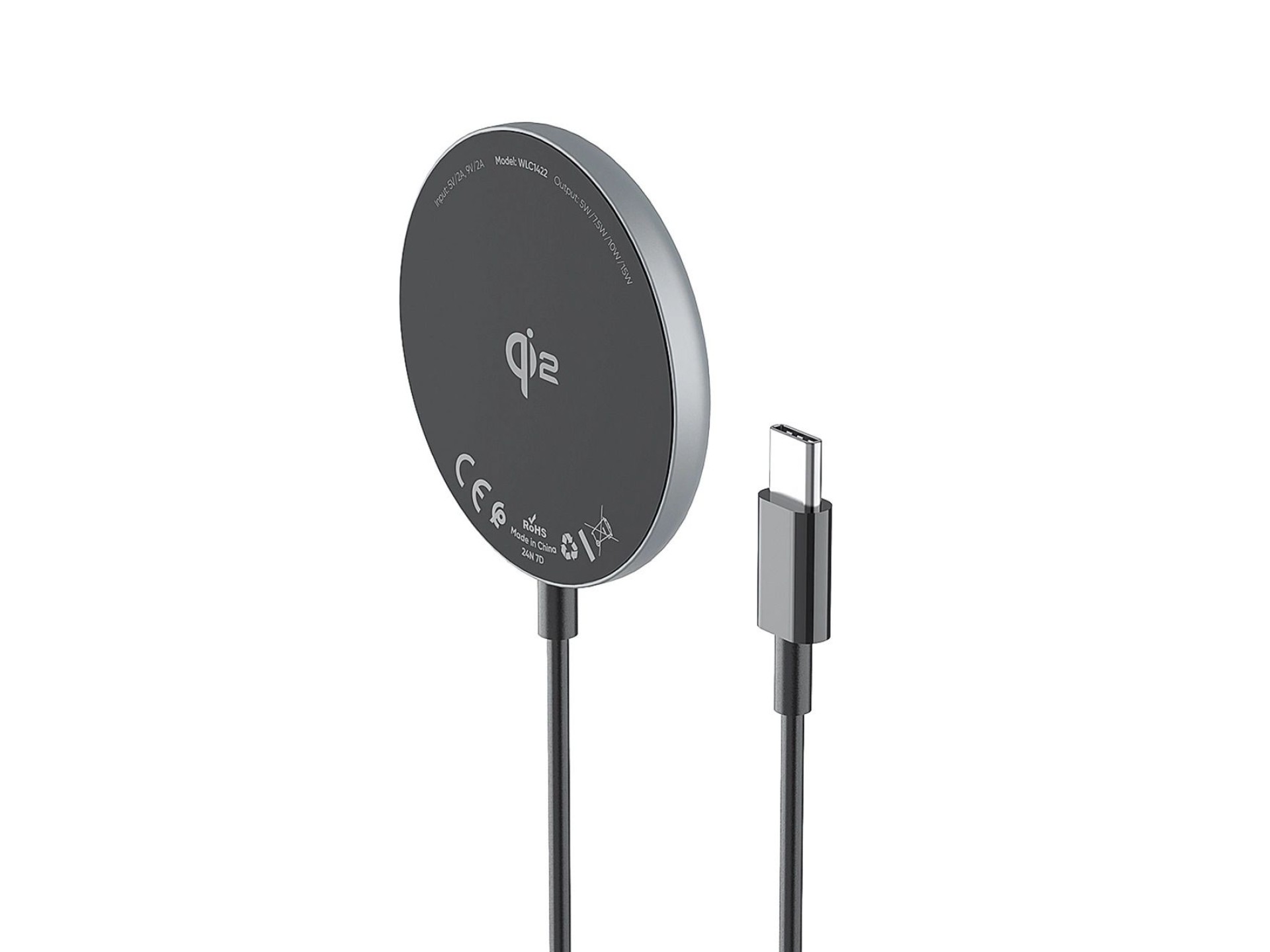 Carregador sem fio indutivo Qi2 Wozinsky de 15 W - Preto